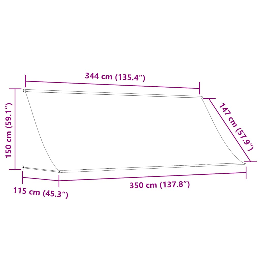 vidaXL Retractable Awning Cream 350x150 cm Fabric and Steel