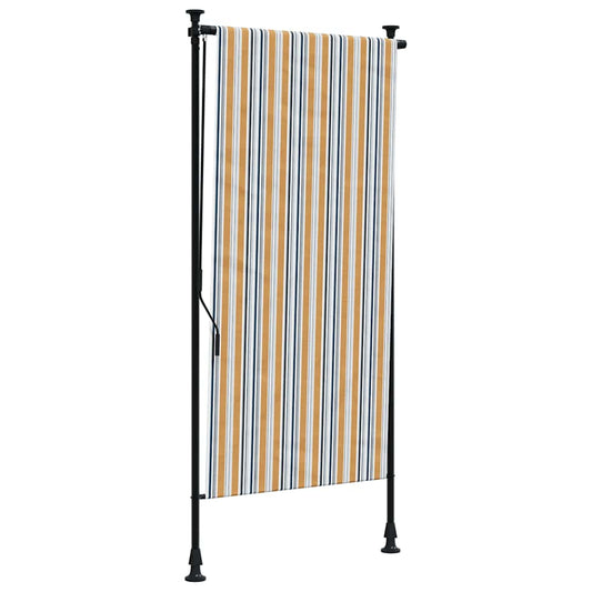 vidaXL Outdoor Roller Blind Yellow and White 100x270 cm Fabric&Steel
