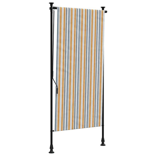 vidaXL Outdoor Roller Blind Yellow and White 120x270 cm Fabric&Steel