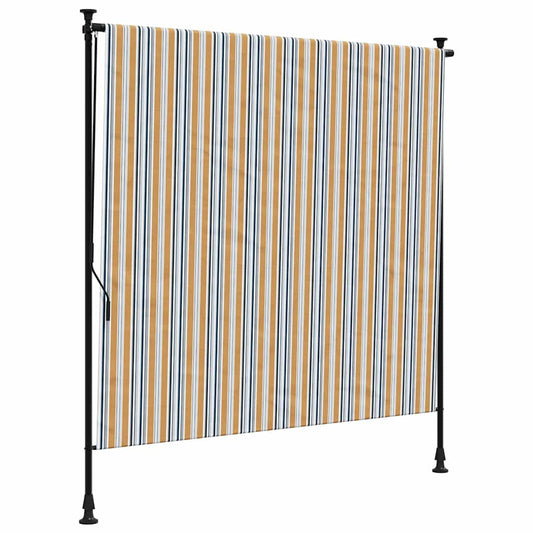 vidaXL Outdoor Roller Blind Yellow and White 150x270 cm Fabric&Steel