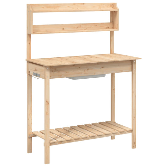 vidaXL Potting Table with Sink 147,5x44x139,5 cm Solid Wood Fir