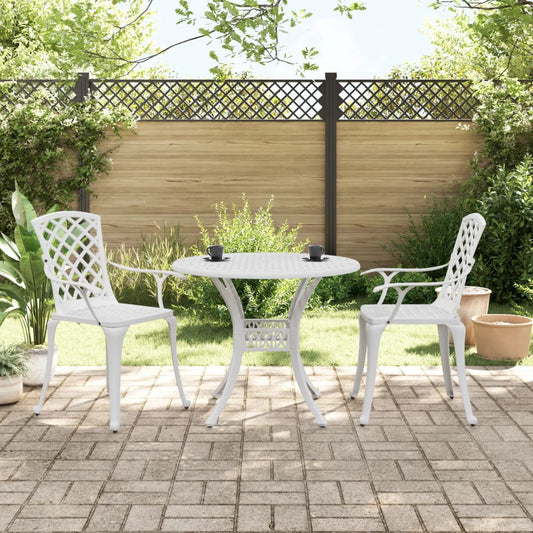 vidaXL Bistro Set | White | Cast aluminium | Medium | Durable | Bistro Set