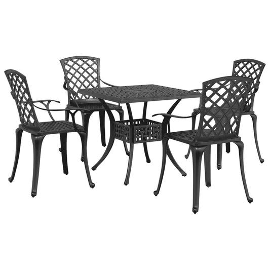 vidaXL Garden Dining Set | Black | Cast Aluminium | Medium | Durable
