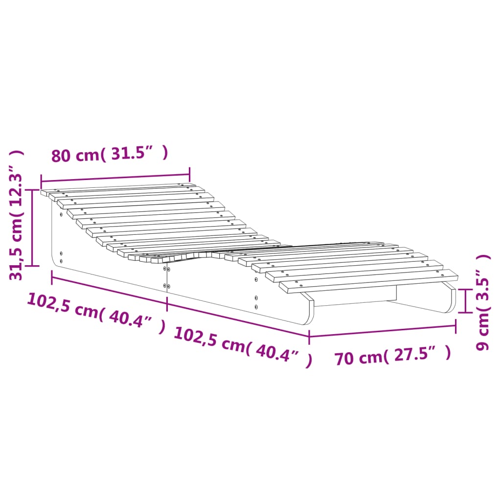 vidaXL Sun Lounger 205x80x31.5 cm Solid Wood Douglas