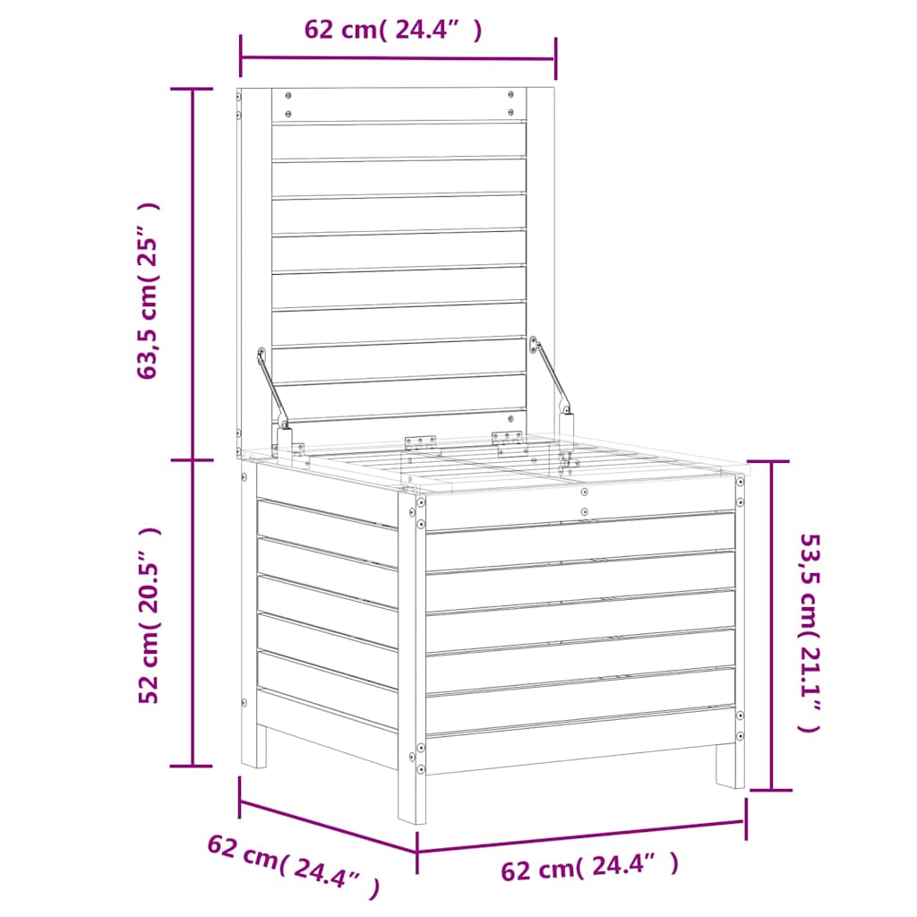 vidaXL Garden Footstool 62x63,5x53,5 cm Solid Wood Pine