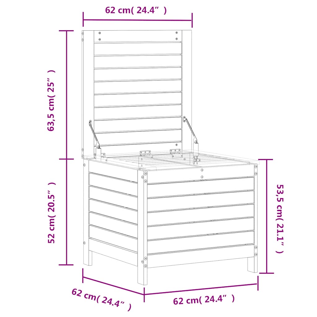 vidaXL Garden Footstool White 62x63,5x53,5 cm Solid Wood Pine