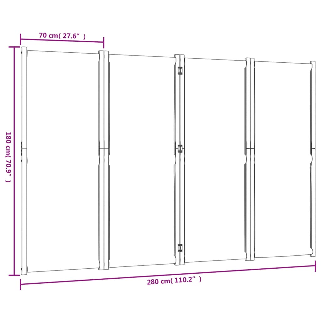 vidaXL 4-Panel Room Divider Taupe 280x180 cm