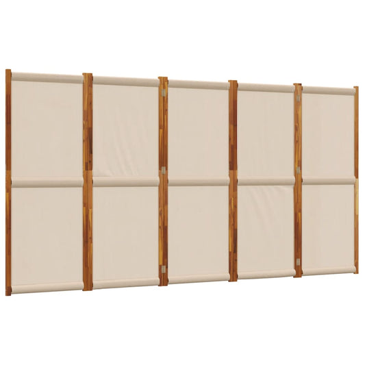 vidaXL 5-Panel Room Divider Taupe 350x180 cm