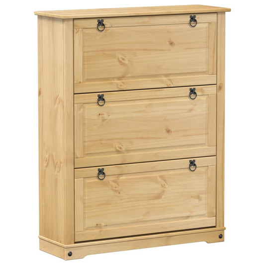 vidaXL Shoe Cabinet "Corona" 99x32x124,5 cm Solid Wood Pine