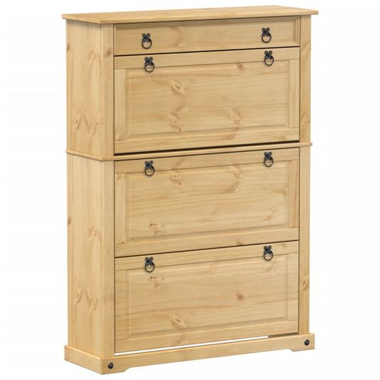 vidaXL Shoe Cabinet Corona 99x32x138 cm Solid Wood Pine