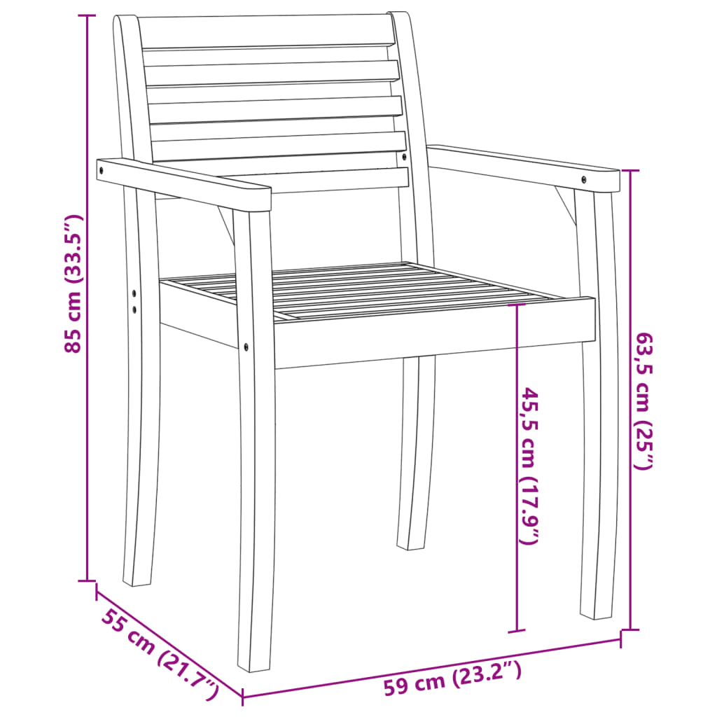 vidaXL Garden Chairs 2 pcs 59x55x85 cm Solid Wood Acacia