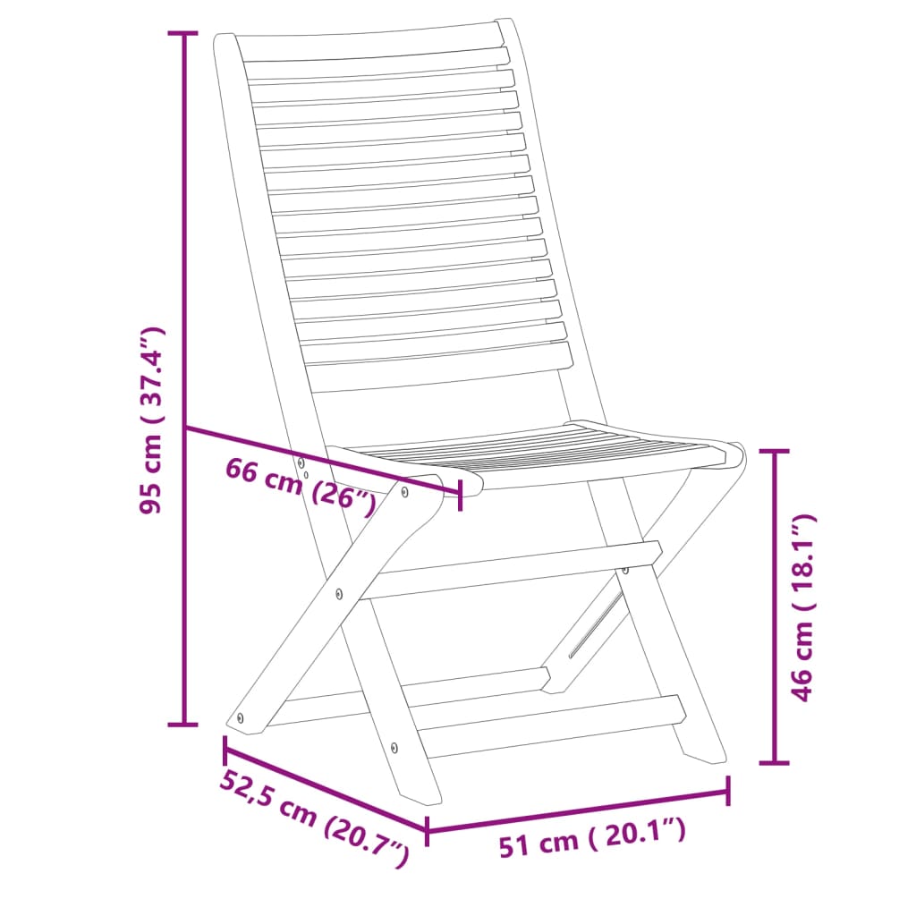 vidaXL Folding Chairs 4 pcs Solid Wood Acacia