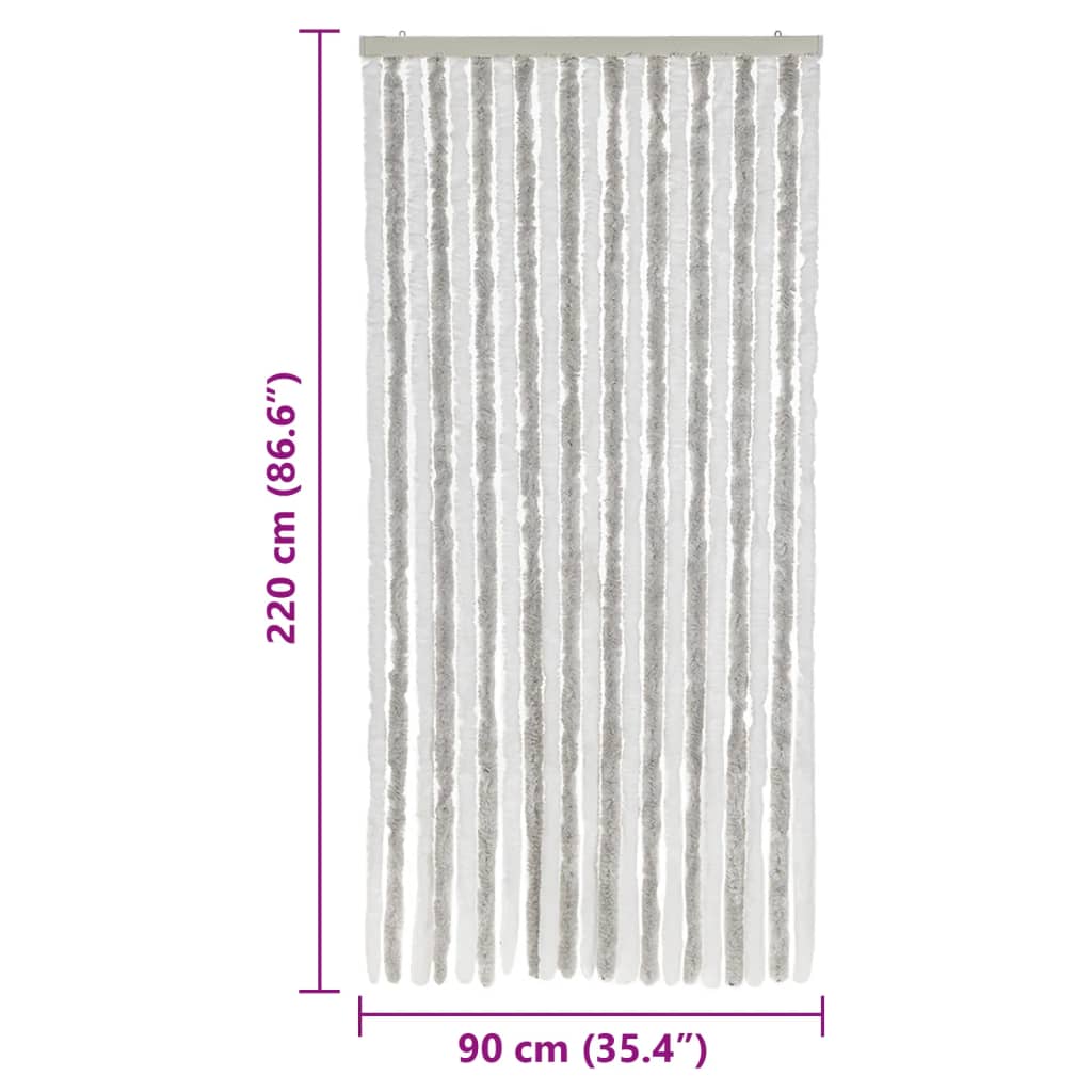 vidaXL Fly Curtain Light Grey and White 90x220 cm Chenille