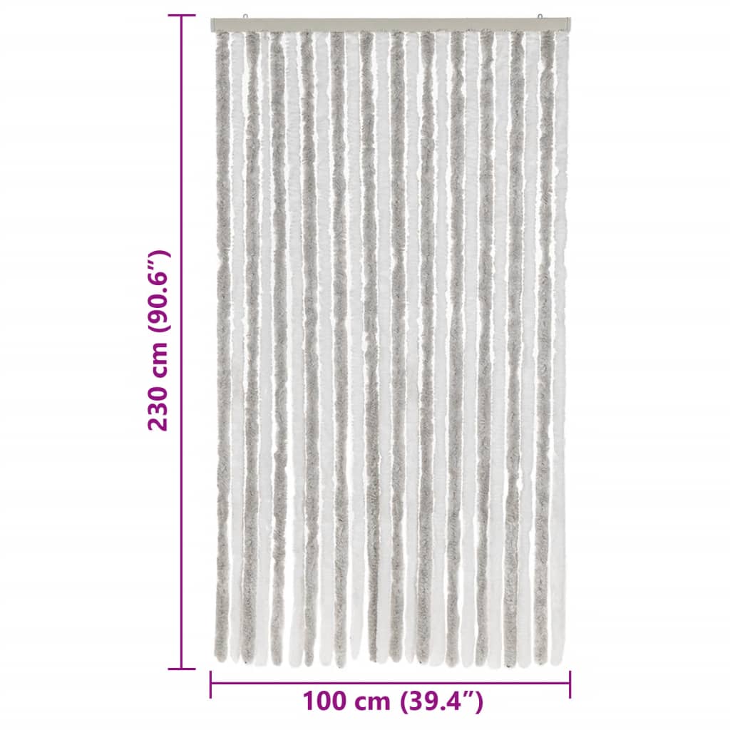 vidaXL Fly Curtain Light Grey and White 100x230 cm Chenille