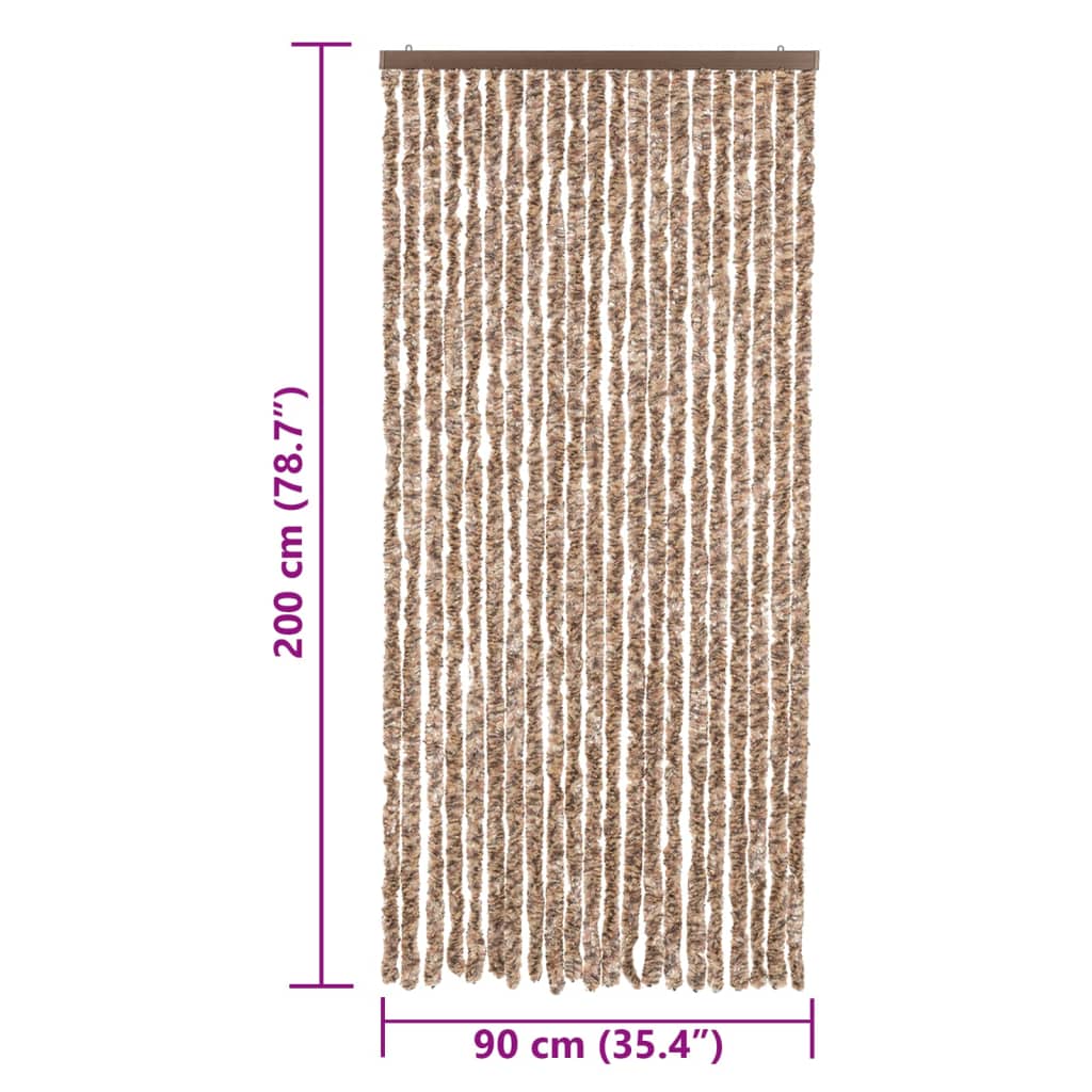 vidaXL Fly Curtain Beige and Dark Brown 90x200 cm Chenille