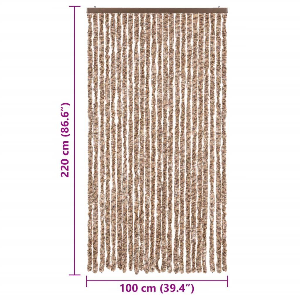 vidaXL Fly Curtain Beige and Dark Brown 100x220 cm Chenille