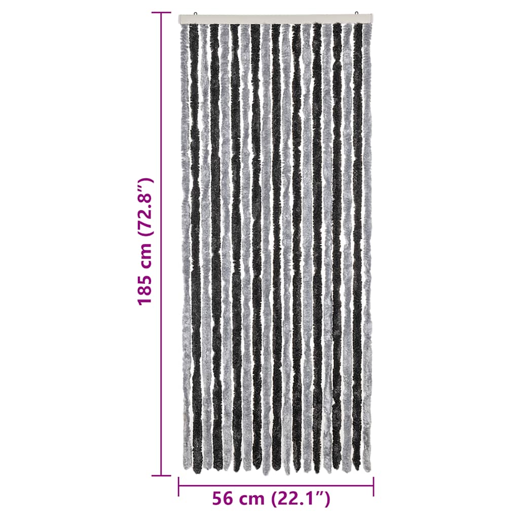 vidaXL Fly Curtain Grey and Black 56x185 cm Chenille