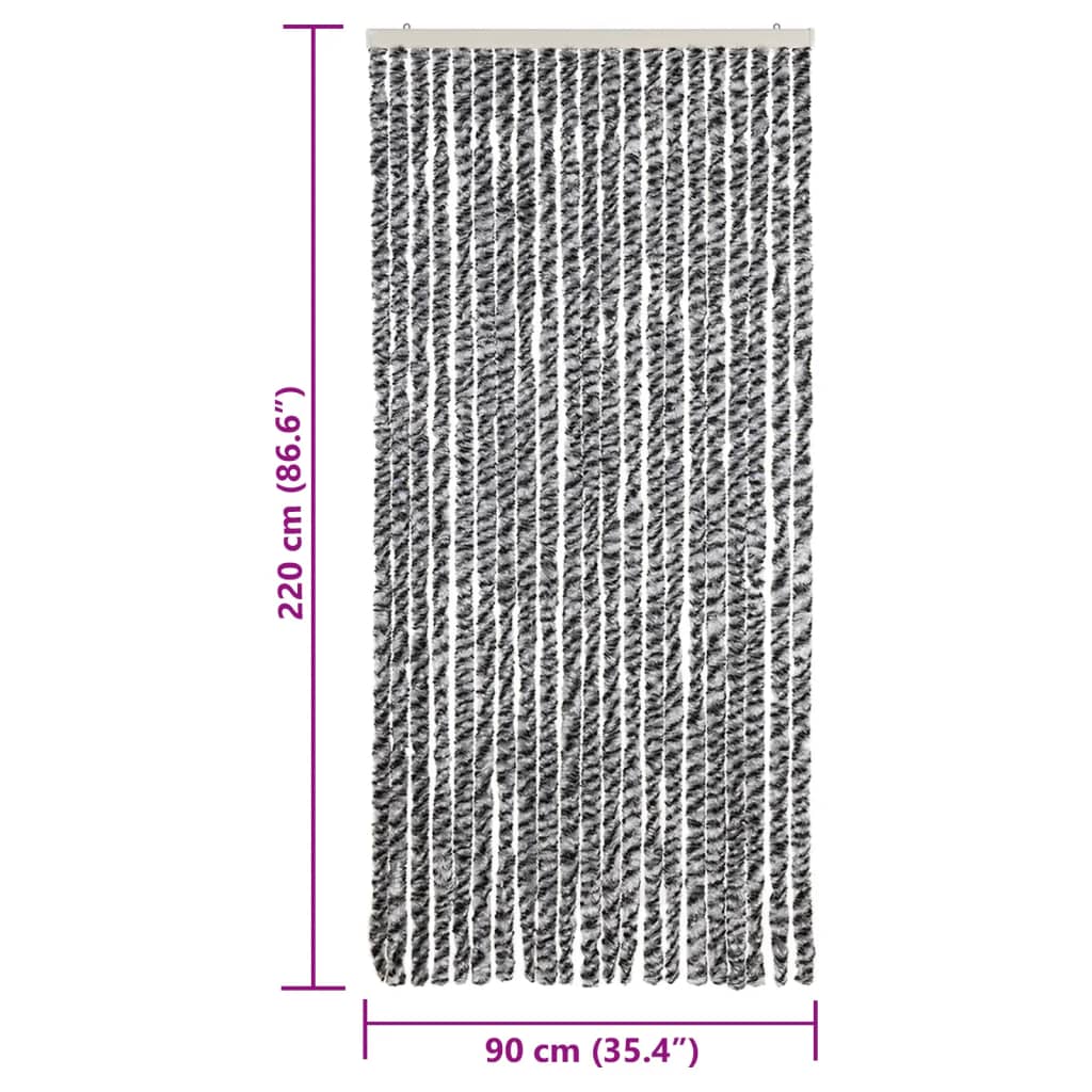 vidaXL Fly Curtain Grey and Black and White 90x220 cm Chenille