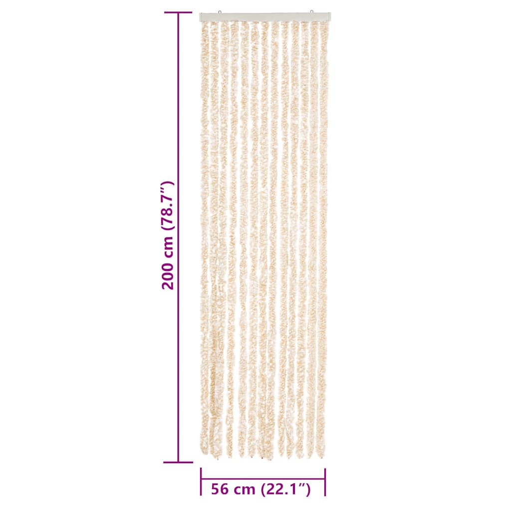vidaXL Fly Curtain Beige and White 56x200 cm Chenille