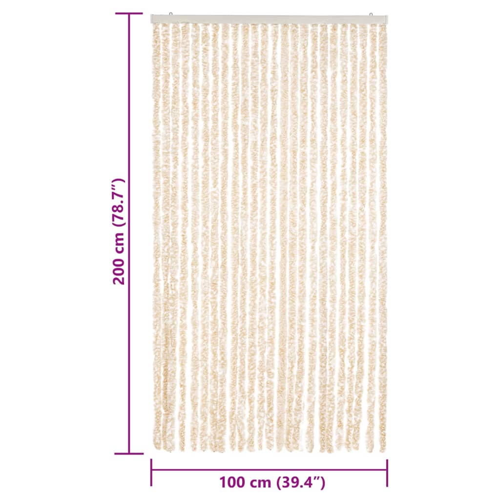 vidaXL Fly Curtain Beige and White 100x200 cm Chenille