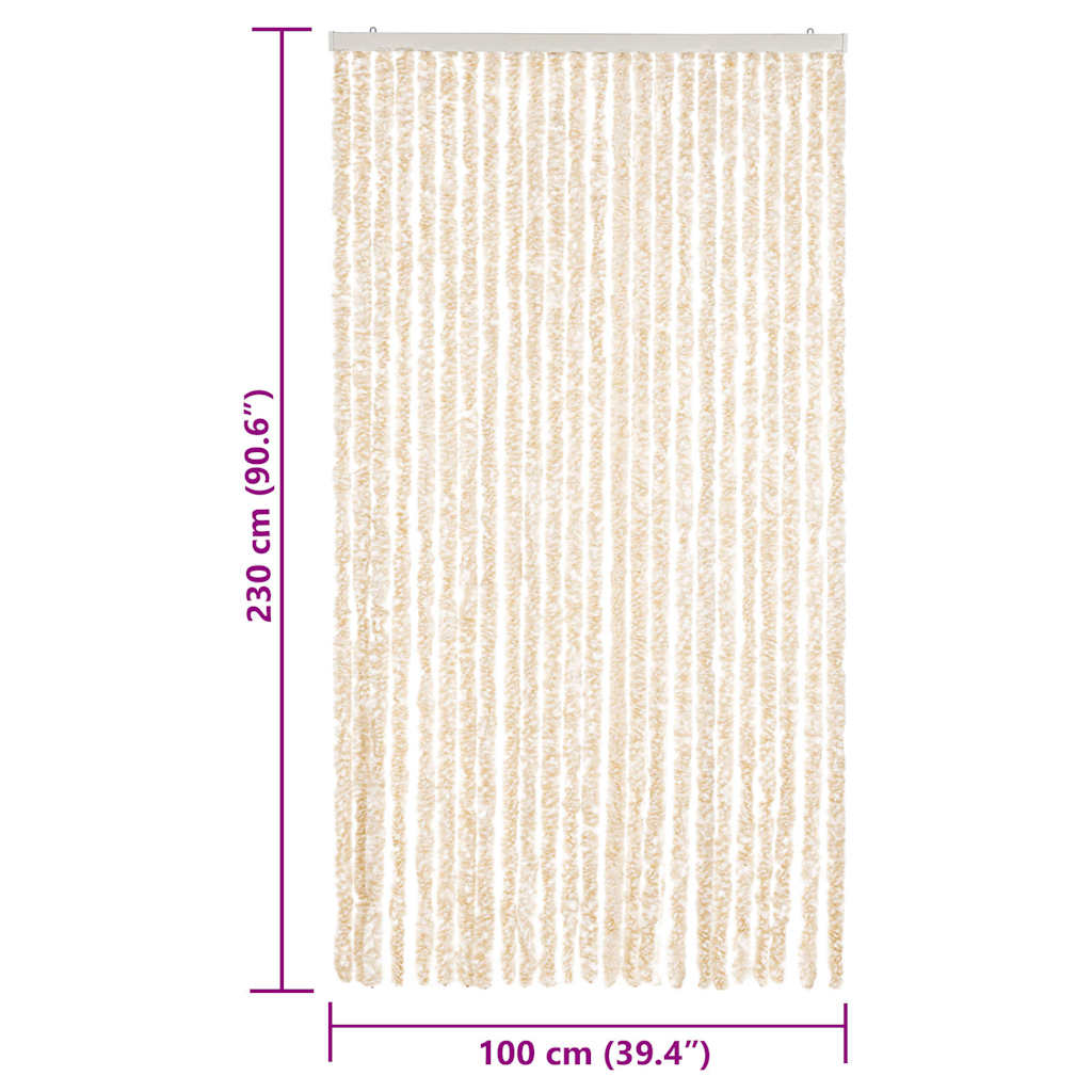 vidaXL Fly Curtain Beige and White 100x230 cm Chenille
