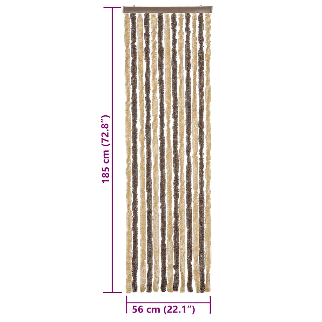 vidaXL Fly Curtain Dark Brown and Beige 56x185 cm Chenille