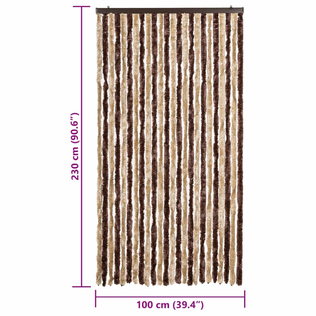 vidaXL Fly Curtain Beige and Light Brown 100x230 cm Chenille