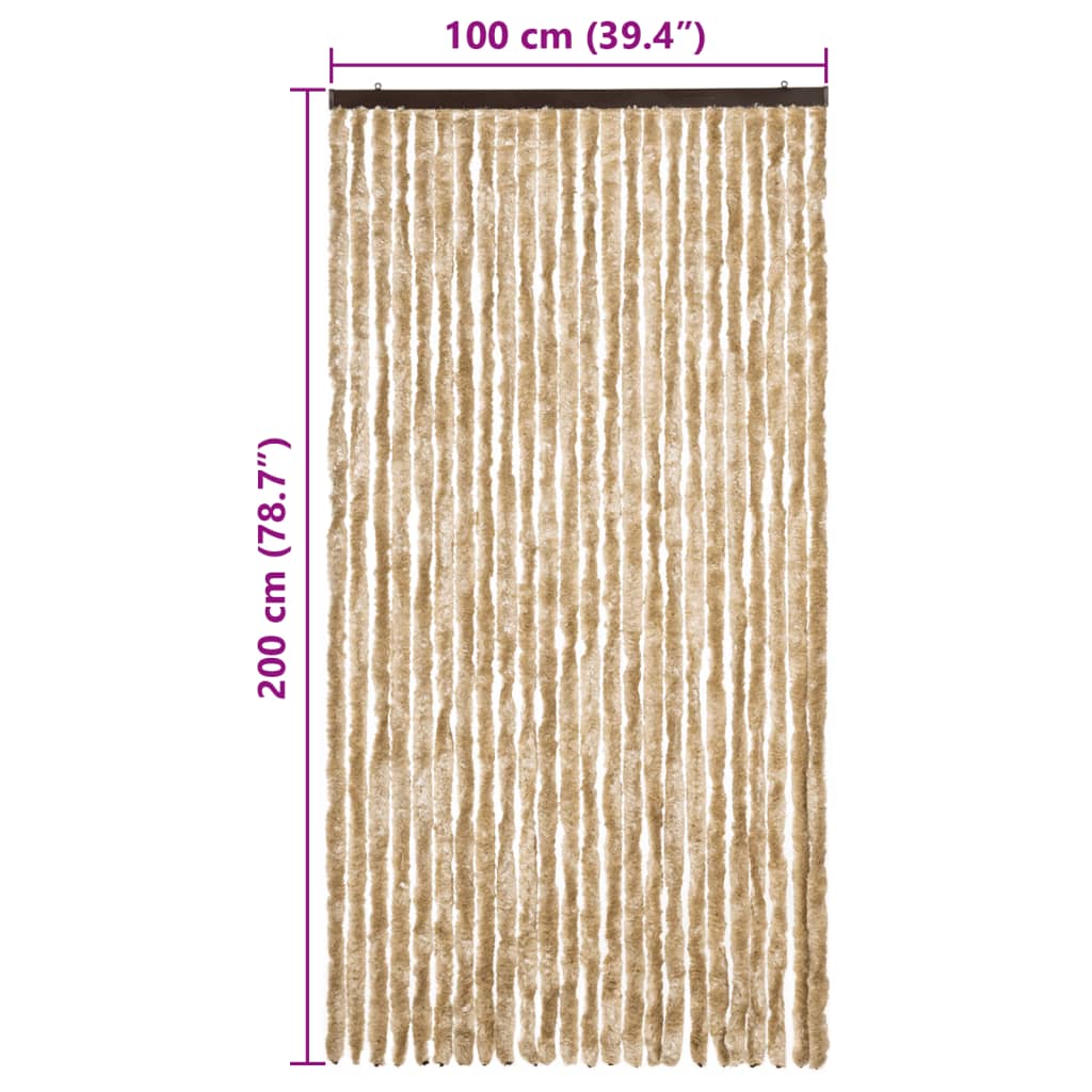 vidaXL Fly Curtain Beige 100x200 cm Chenille