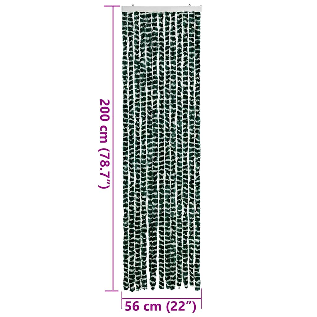 vidaXL Fly Curtain Green and White 56x200 cm Chenille