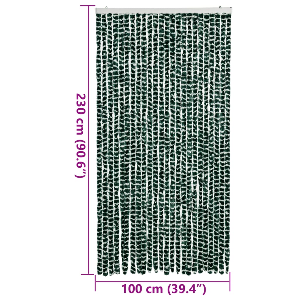 vidaXL Fly Curtain Green and White 100x230 cm Chenille