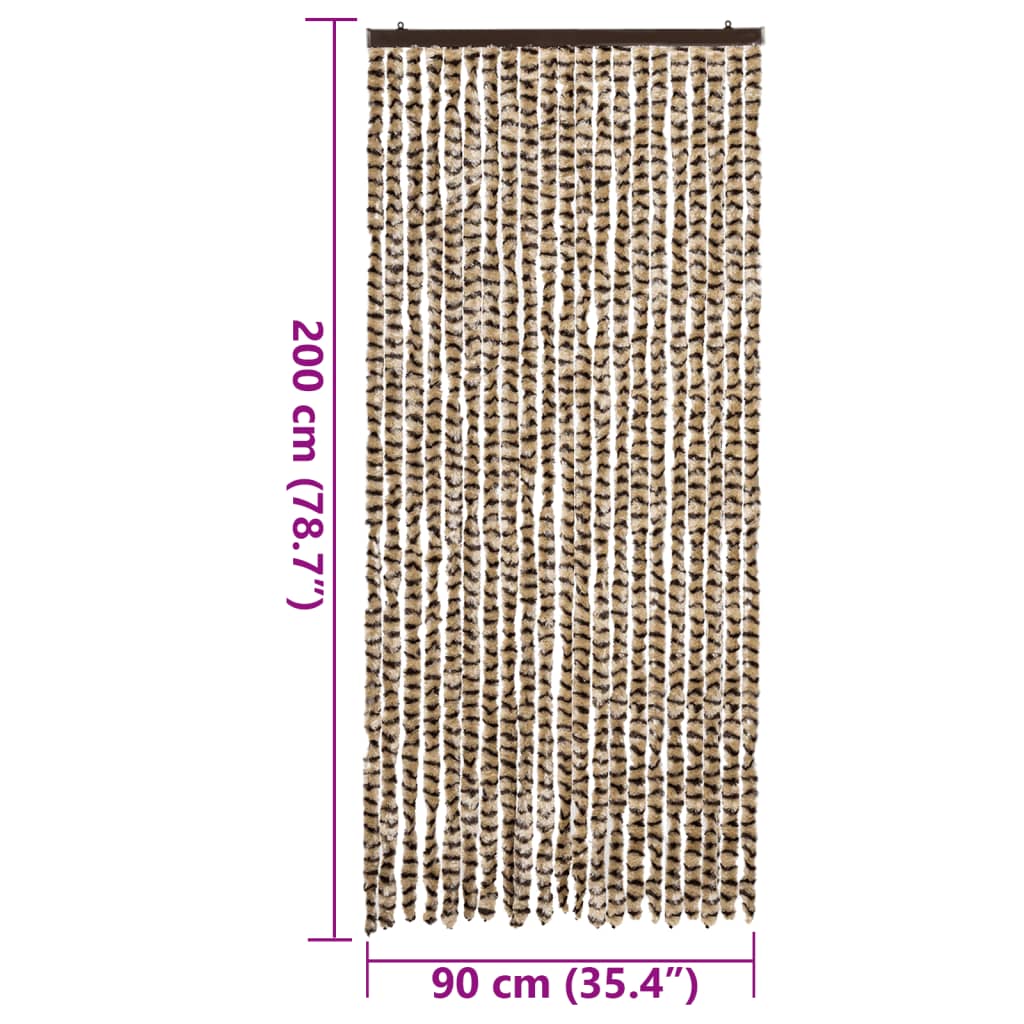 vidaXL Fly Curtain Beige and Brown 90x200 cm Chenille