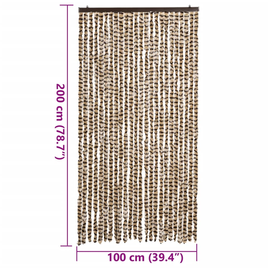 vidaXL Fly Curtain Beige and Brown 100x200 cm Chenille