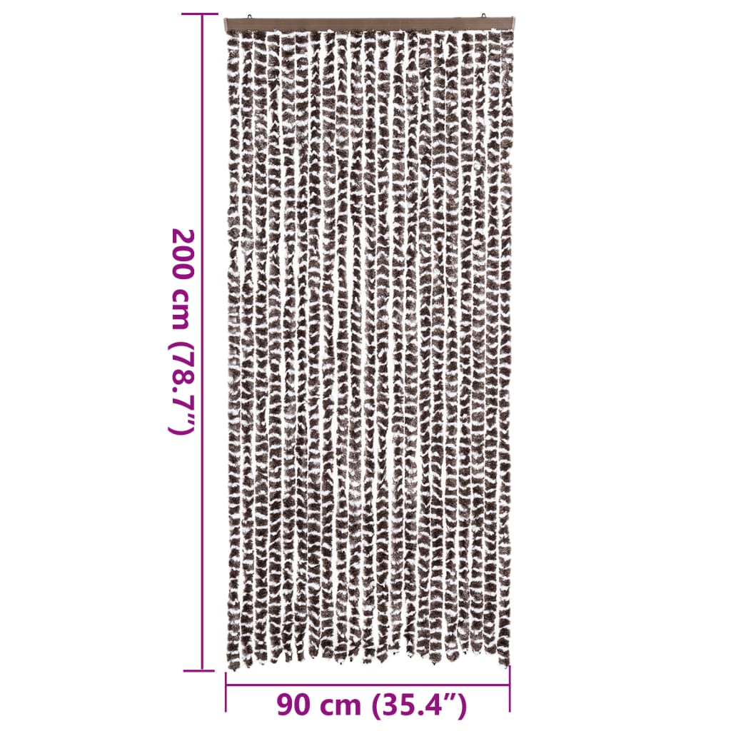 vidaXL Fly Curtain Brown and White 90x200 cm Chenille