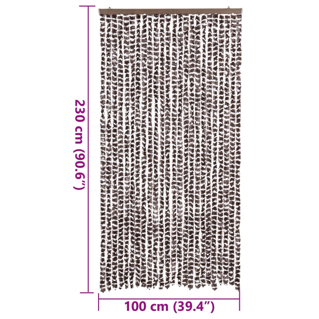 vidaXL Fly Curtain Brown and White 100x230 cm Chenille