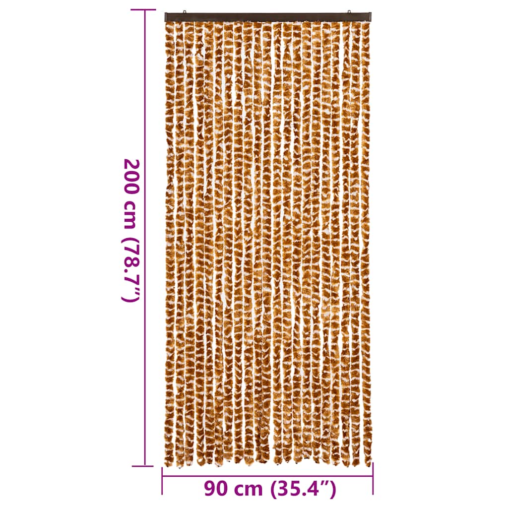 vidaXL Fly Curtain Ochre and White 90x200 cm Chenille