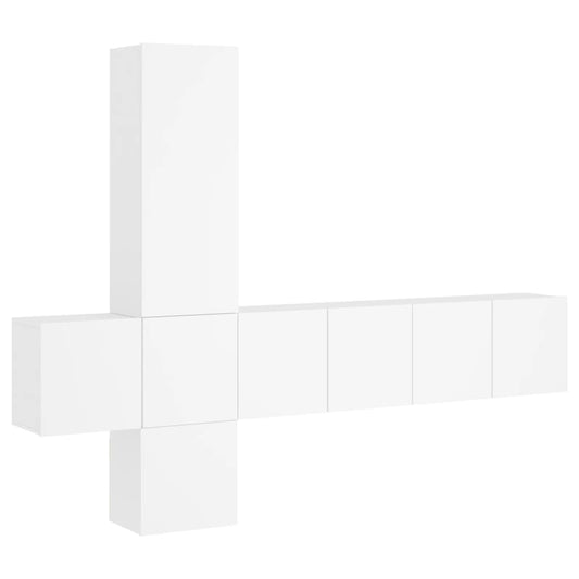 vidaXL 5 Piece TV Wall Units White Engineered Wood