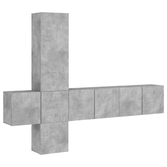 vidaXL 5 Piece TV Wall Units Concrete Grey Engineered Wood