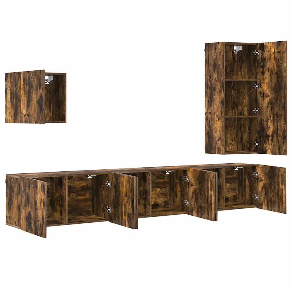 vidaXL 5 Piece TV Wall Units Smoked Oak Engineered Wood