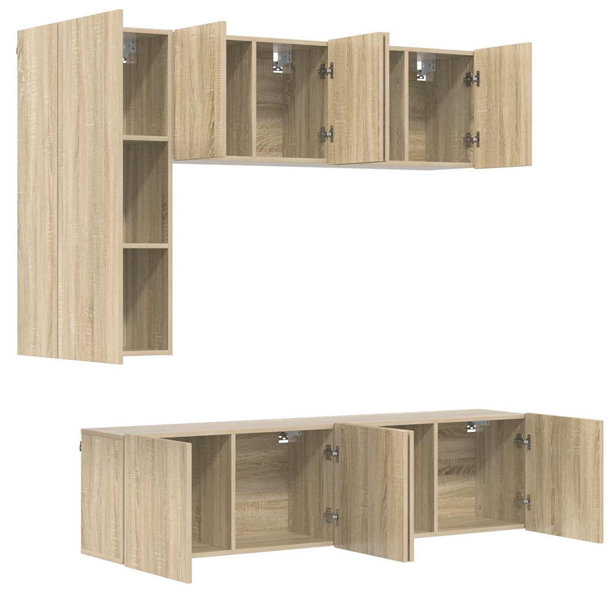 vidaXL 5 Piece TV Wall Units Sonoma Oak Engineered Wood