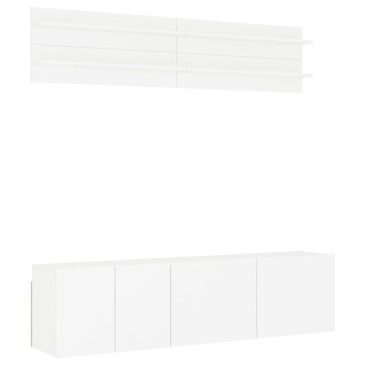 vidaXL 6 Piece TV Wall Units White Engineered Wood