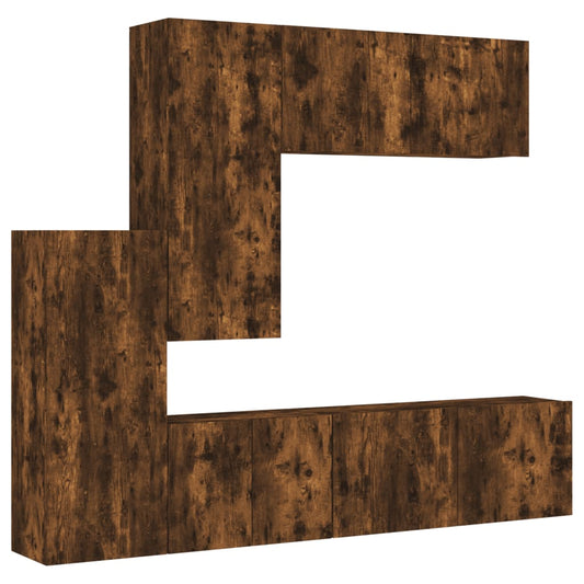 vidaXL 5 Piece TV Wall Units Smoked Oak Engineered Wood