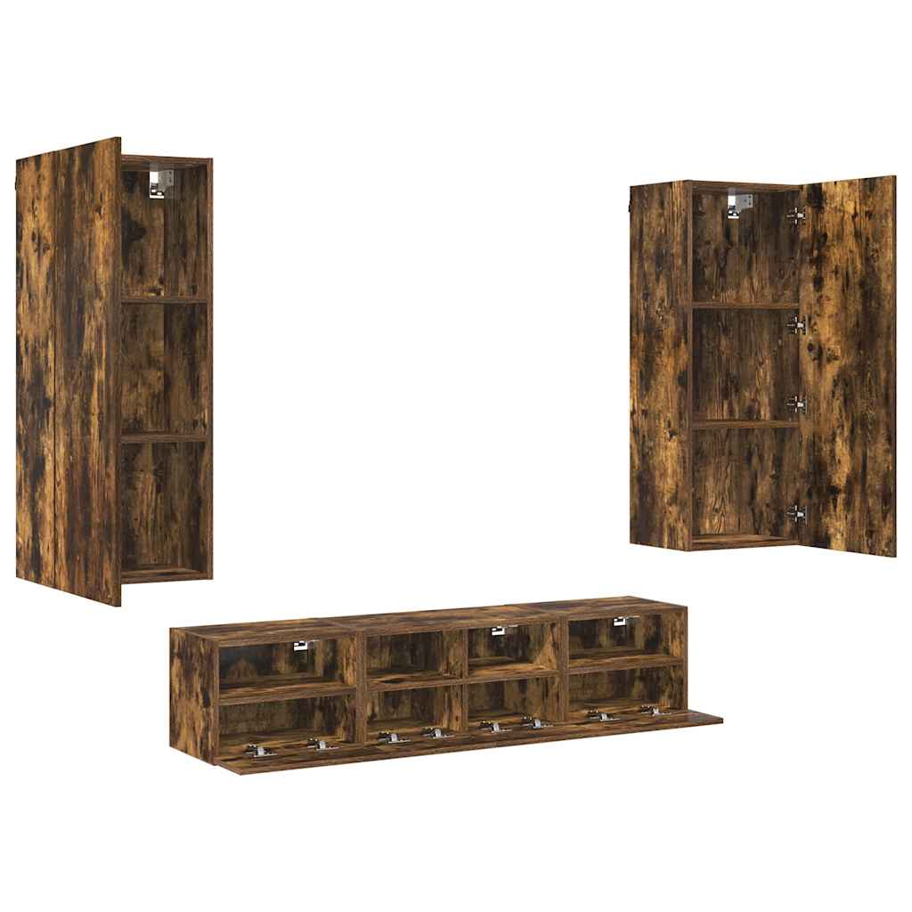 vidaXL 5 Piece TV Wall Units Smoked Oak Engineered Wood
