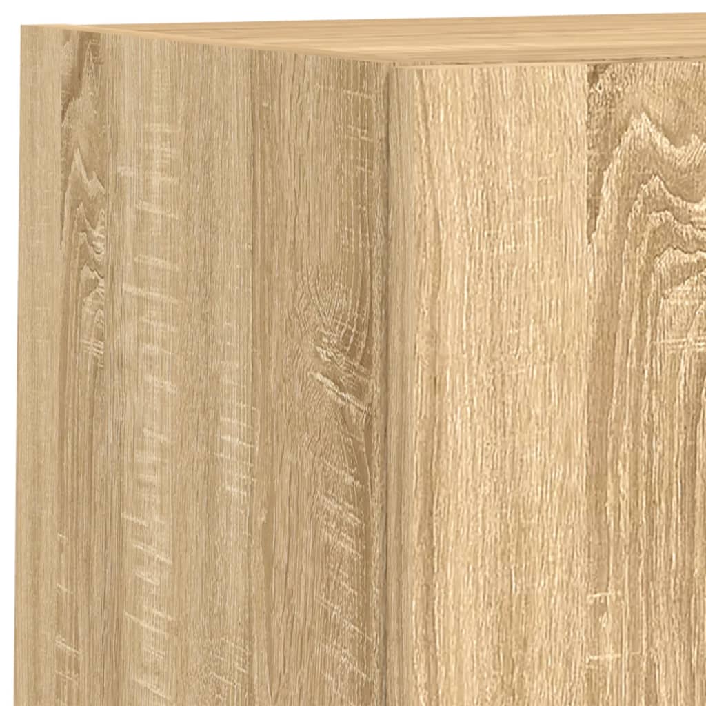 vidaXL 4 Piece TV Wall Cabinets with LED Lights Sonoma Oak