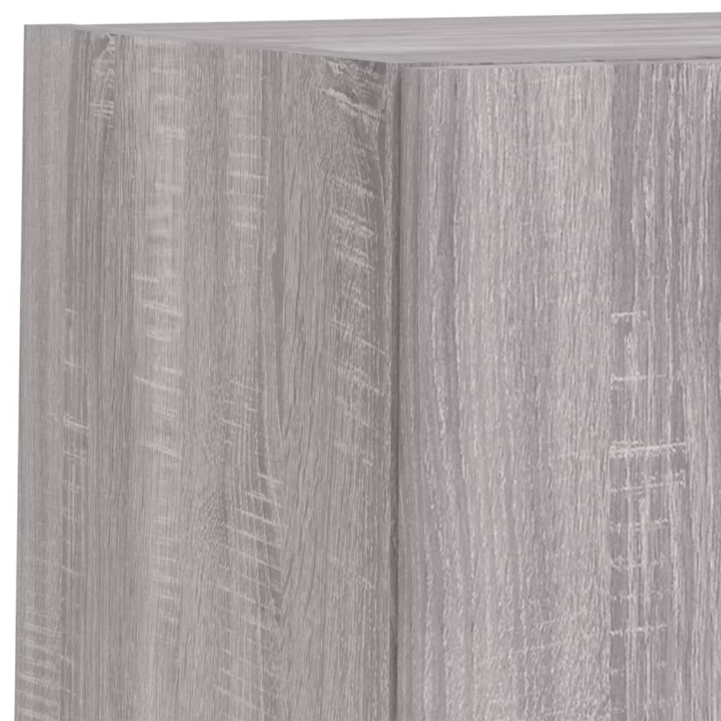 vidaXL 4 Piece TV Wall Cabinets with LED Lights Grey Sonoma