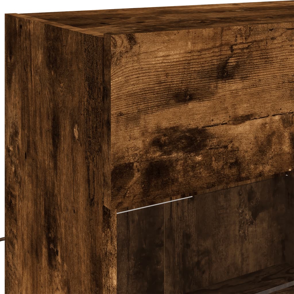 vidaXL 6 Piece TV Wall Cabinet Set with LED Lights Smoked Oak