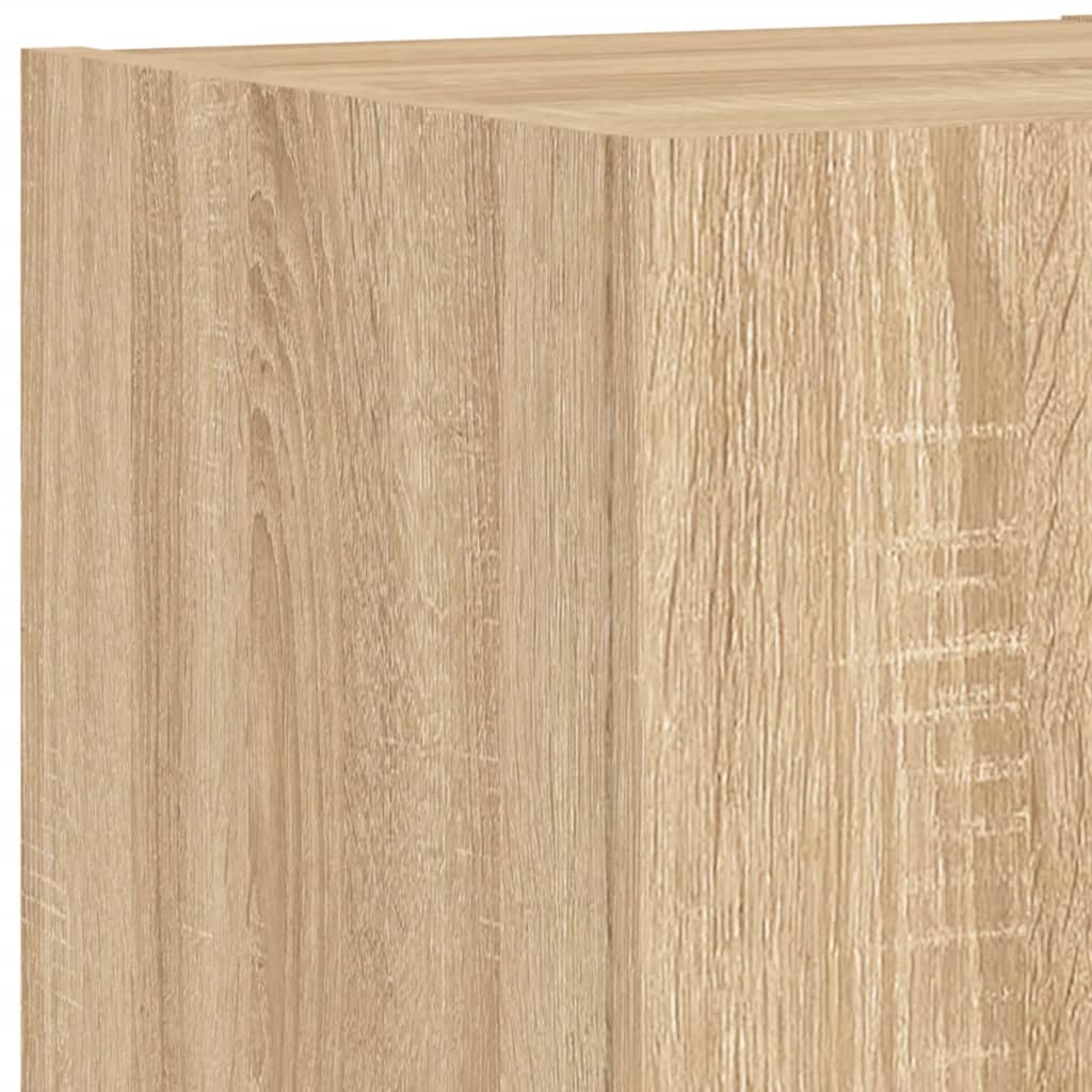 vidaXL 4 Piece TV Wall Cabinets with LED Lights Sonoma Oak