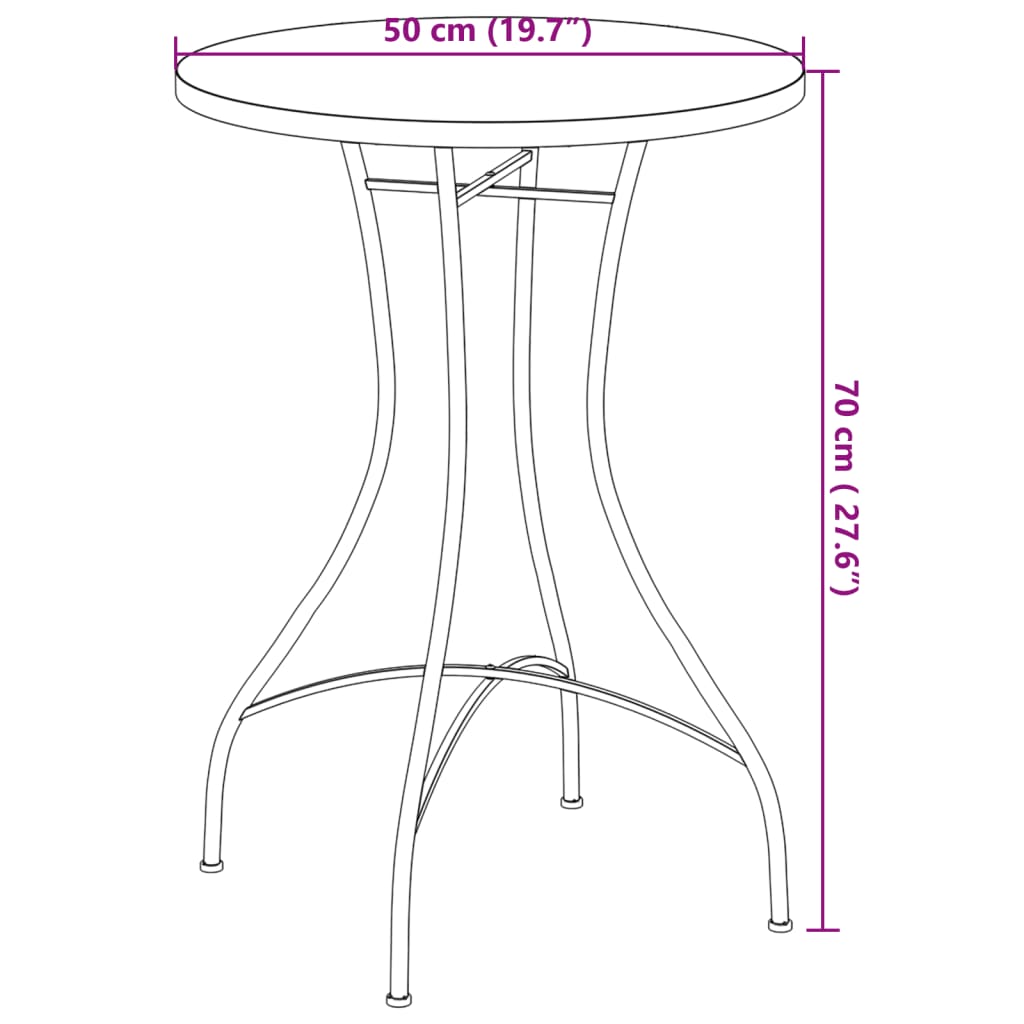 vidaXL Mosaic Bistro Table Black and White Ø50x70 cm Ceramic
