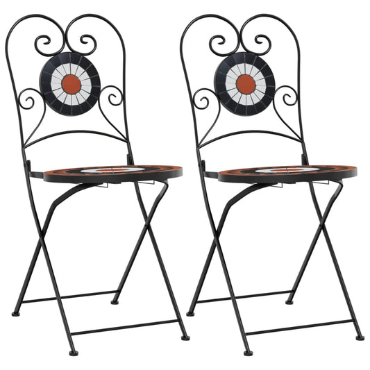 vidaXL Folding Chairs 2 pcs Terracotta and White Ceramic