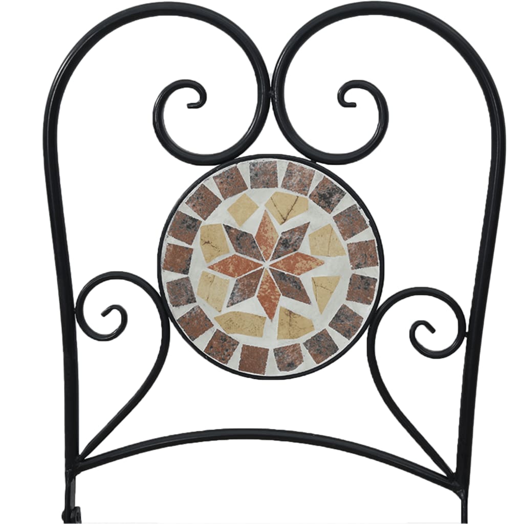 vidaXL Bistro Chairs Foldable 2 pcs Terracotta and White Ceramic