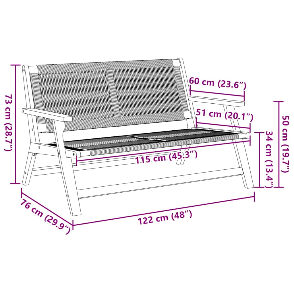vidaXL Garden Furniture Grey 122 x 76 x 73 cm Solid Acacia Wood